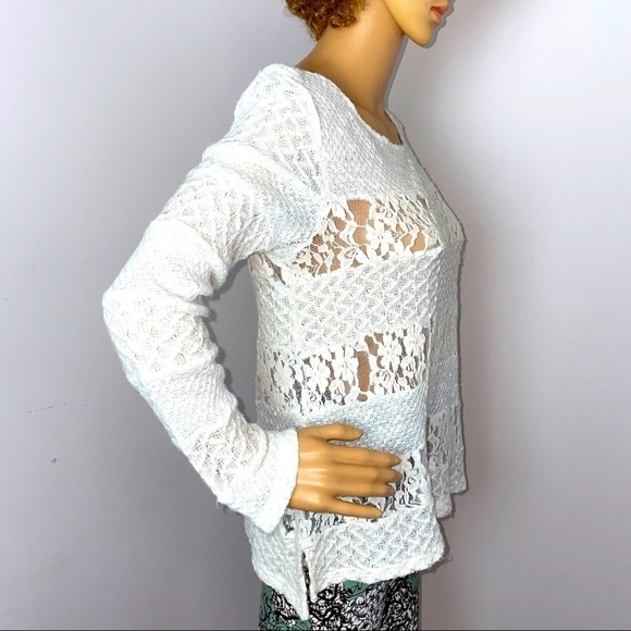 Anthropologie Meadow Rue Cream Lace Crew Neck Sweater – Size Small - Picture 6 of 13